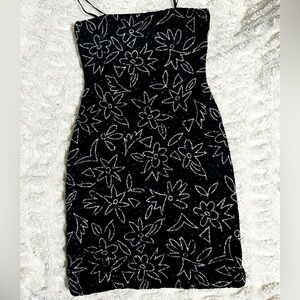 Rimini Petites Sparkly Floral Vintage Strapless Dress